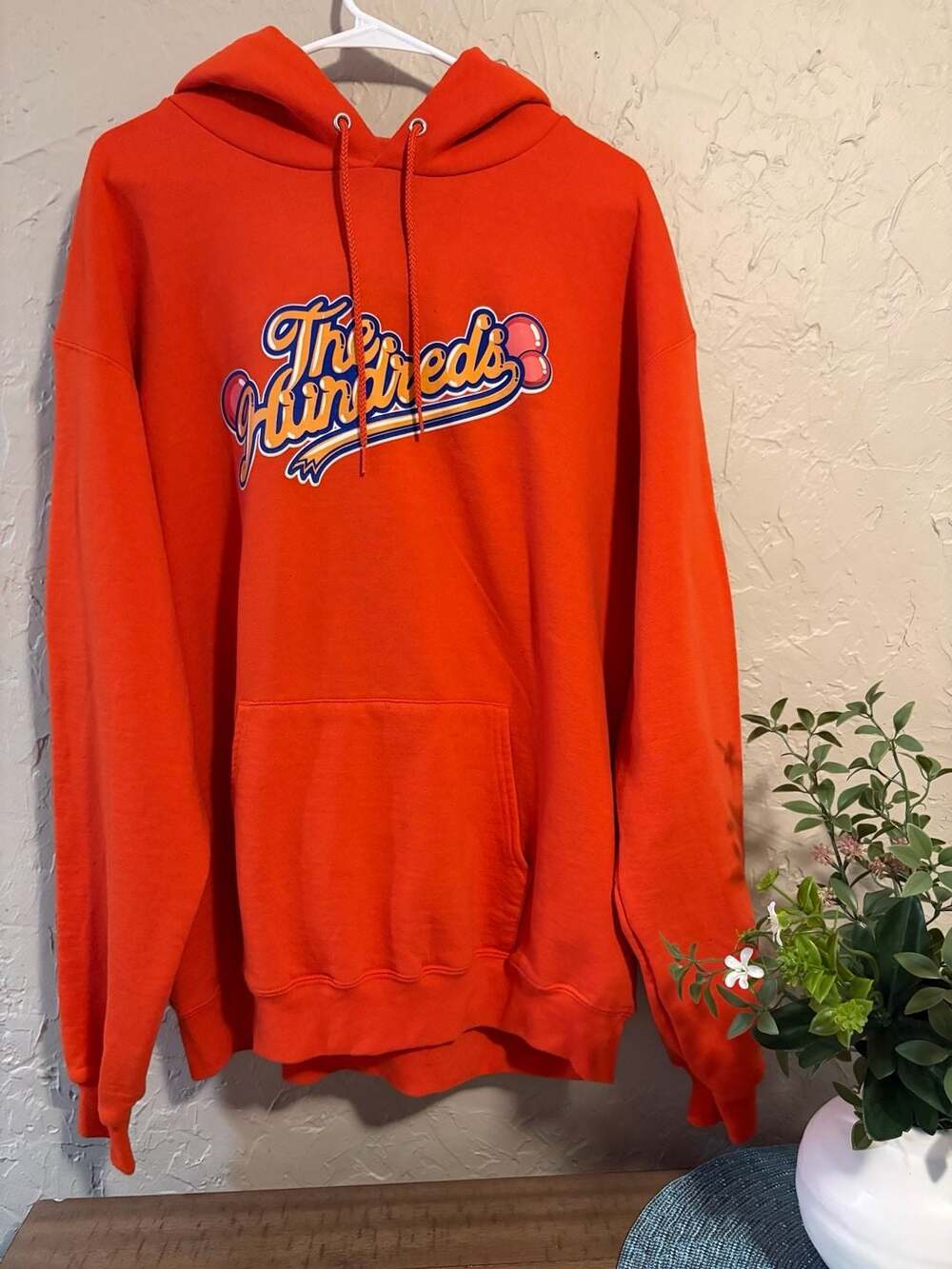 The Hundreds Orange Bubble Script Graphic Hoodie Size XL